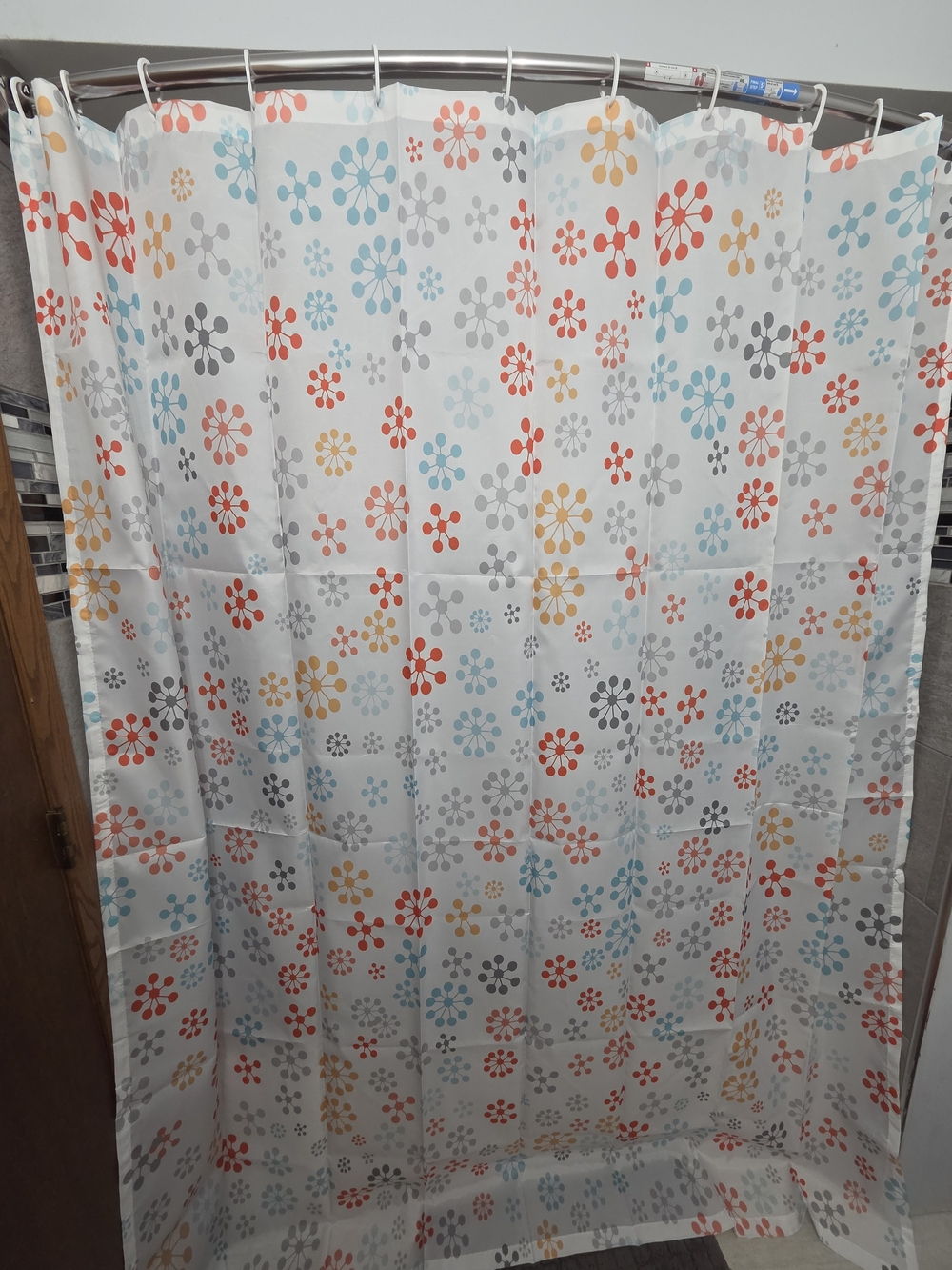 Extra Long Floral Dot Water Resistant Fabric Shower Curtain - Multicolor